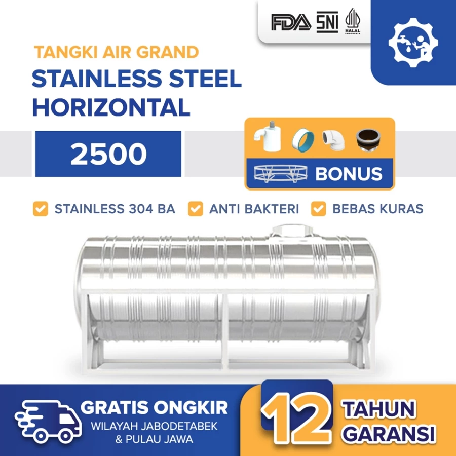 Tangki Tandon Toren Air Stainless Steel Grand TSH 2500